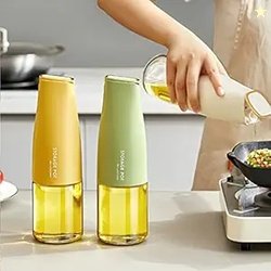 Glass Olive Oil Dispenser, Oil and Vinegar Dispenser Set with Silica G
