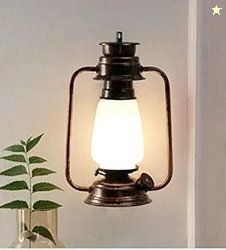Tu Casa Milky White Glass Shade with Antique Gold Metal-Iron Base Wall
