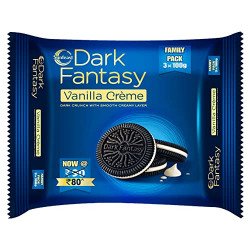 Sunfeast Dark Fantasy Vanilla Crme, 237g, Dark Crunchy Biscuit with Sm