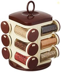Amazon Brand - Solimo Plastic Revolving Spice Rack Set | 12 Pcs | 16.5