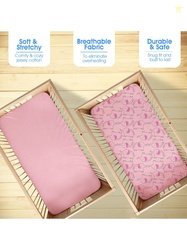 Bodycomfy Baby Printed Cotton Fitted 400 TC 2 Crib Bedsheet Sets 1.4 m