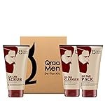 Qraa Men De-Tan Kit For Instant Tan Removal | For Skin Lightening & Brightening | Dirt & Blackhead Removal |Tan Removal Face Cleanser, Scrub & Pack | 320gm (Pack of 3)
