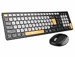 Portronics Key7 Combo Wireless Keyboard & Mouse Set with Copilot AI, 2.4 GHz USB Receiver, 10m Range, 12 Shortcut Keys, Adjustable DPI (Up to 1600), 10M Key Life for PC, Laptop, Mac(Grey+Orange)