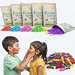 GRAPHENE Holi Combo Herbal Fruit Gulal Pack of 6 with 100 Water Balloons Herbal Eco Friendly Non-Toxic Abeer Rang Quick Fill Easy Tie Balloons Vibrant Colors for Kids Pool Party Boys Girls