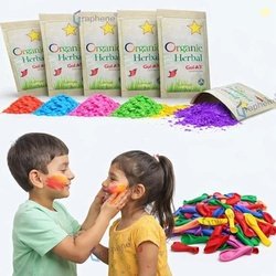 GRAPHENE 6 Pack Holi Herbal Gulal Organic Colour Party Combo & 100 Wat