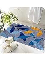 AAZEEM Bath Mat for Bathroom Entrance Soft Door Mat/Hotel Balcony Floor Carpet for Home Anti Skid mat for BathroomFloor Mats for Home Cotton Abstract Doormat 40x60cm (Light Blue) Rectangular