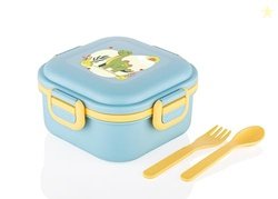 ATTRO Quick Bite Dino Delight Lunch Box with 3 Compartment Fork & Spoo