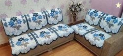 pk craft Polycotton 3+1+1 Seater Sofa Embroidered Cover (Pack of 10 Bl