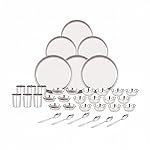 36 Pieces Stainless Steel Dinnerware/Dinner Set – 6 Thali, 6 D.Plate, 12 Bowl, 6 Glass, 6 Spoon, Kitchen Set for Home & Restaurants, Family – Silver,Solid