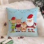 STITCHNEST Merry Christmas Printed Poly Cotton Cushion Cover Pack of 1 (12×12 Inches)