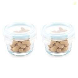 ATTRO Glassox Borosilicate Mini Round Glass Food Container With Lock L