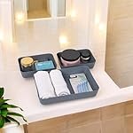 Go Hooked Set of 3 Plastic Storage Trays Dark Grey – Multipurpose Organizers for Kitchen, Office, Makeup, and Stationery – Durable and Easy to Clean