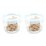 ATTRO Glassox Borosilicate Mini Round Glass Food Container With Lock Lid Small Food Container Air-Tight Leak-Proof Bpa-Free Food Grade- 130Ml Set Of 2, Clear