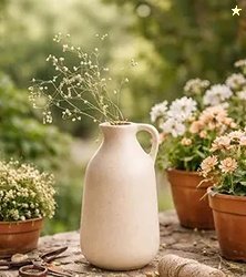 Nordic Jug Ceramic Vase | Eggshell Finish | Minimalist Art Decor for P