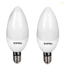 Wipro Garnet 3 W E14 Base Frosted Candle LED Bulb | Cool Day White (65