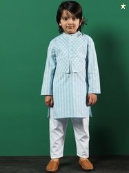 Readiprint Boys Striped Regular Gotta Patti Pure Cotton Kurta with Pyj