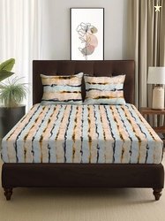 Story@home Cream Polycotton 160 TC Queen Bedsheet with 2 Pillow Covers