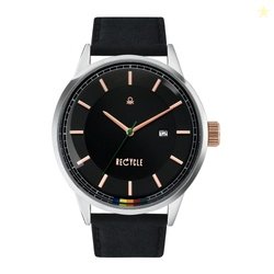 United Colors of Benetton Mens 44 mm Black Dial Vegan Strap Analogue W