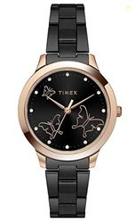 TIMEX Analog Watch for Women with Black Round Dial & Black Stainless S