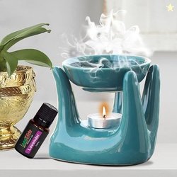 Pure Source India Ceramic Hand Type Oil Burner Diffuser for Home, Offi