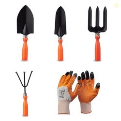 Amazon Brand - Solimo 6-Piece Gardening Tool Kit | Hand Cultivator, Ha