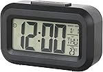 Kadio Small Digital Alarm Clock Large Display Bedside Clock with Luminous Temperature Calendar, Battery Powered Alarm Clock for Bedroom Office Desk Table (Black)
