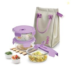 Treo by Milton Lumino Fresh Round Borosilicate Glass Lunch Box Set of