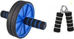 Pheonix Workout Combo Of Ab Wheel With Foam Hand Gripper For Men And W