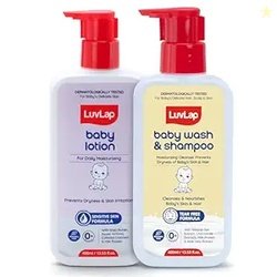 LuvLap Baby Wash & Shampoo 400 ml + Baby Lotion 400 ml Combo Set