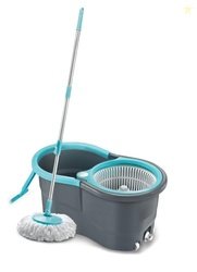 KAVIRA Spin Mop, Easy Wheels & Big Bucket with Microfiber Refills, Flo