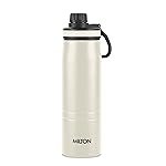 Milton Sparkle 600 Thermosteel Water Bottle with Easy Sip Cap and Handle, 620 ml, Vacuum Insulated Stainless Steel, Hot and Cold, On The Go Bottle for Office College, Ivory