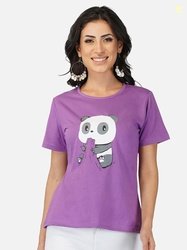 BASE 41 Lavender Graphic Printed Round Neck Regular Fit T-shirt