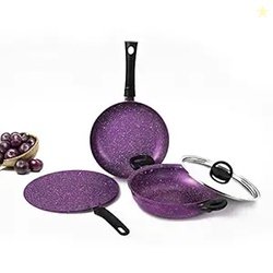 Alda Non Stick Cookware Set 4-Piece (Wok with Lid, Fry Pan, Crepe Pan)
