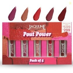 JAQULINE USA Pout Power Set of 5 Liquid Matte Lipstick | Waterproof |