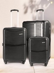 Roadster Set Of 3 Self Striped Trolley Suitcases - Cabin, Medium & Lar