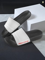 REDTAPE Men Slides (Black, White , 10)