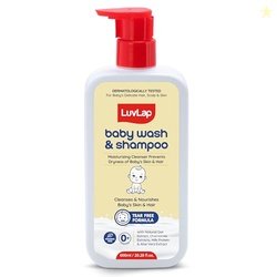 LuvLap Baby Wash & Shampoo - 600ml with Chamomile, Milk Protein, Oatme
