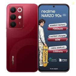 realme NARZO 90x 5G (Maroon Red,6GB+128GB) | 7000mAh + 60W Biggest Bat