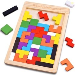SHINETOY Wooden Tangram Puzzle for Kids 40 Pieces | Montessori Brain T