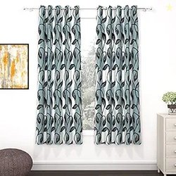 Window Curtains 5 Feet Long Set of 2 | Floral Design | Polyester | Lig