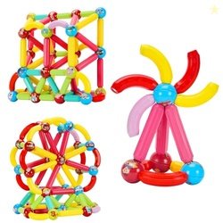 Amazon Brand - Jam & Honey Magplay Roundle|96-Piece Magnetic Sticks an