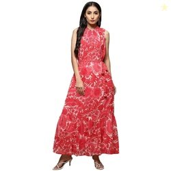BIBA Women Maxi Poly Georgette Tiered Dress