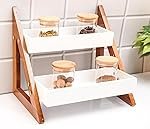 Furniture CafÃ© Wooden Kitchen Wall Shelf with 3 Tiers & Mug Hooks â Spice Rack and Storage Organizer for Jars, Condiments, and Utensils Brown)