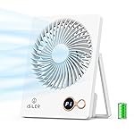 ISILER Small Desk Fan, 1200mAh Portable USB Fan with 3 Speeds Airflow, Small Personal Fan with 180Â° Adjustable Tilt Angle, Cooling Fan for Home, Office, Dorm