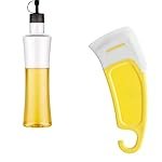 JAYMUKESH & CO. Glass Oil Dispenser Bottle Set with Pour Spout and Funnel, Clear Kitchen Oil Bottle (Oil Bottle & Scraper)