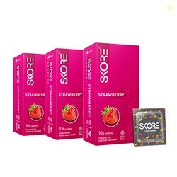 Skore Strawberry Flavored Monthly Pack Condoms, 10s (Pack of 3)