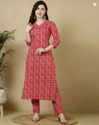 KIMAYRA Women Floral Print Straight Kurta with Pants