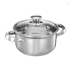 Amazon Brand - Solimo Stainless Steel Casserole with Glass Lid | Gas S