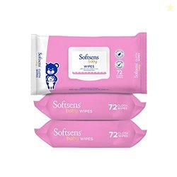 Softsens Baby Gentle Cloth Wipes for Baby Skin Enriched with Aloe Vera