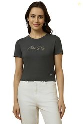 Allen Solly Women Grey Graphic Print Casual T-Shirt